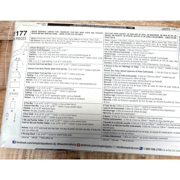 Simplicity 1177 OS Baby Accessories Sewing Pattern - Picture 2 of 2